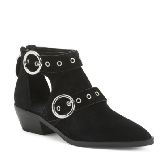Rebecca Minkoff Shoes - Rebecca Minkoff suede Booties with Buckle silver studs grommets Cutout Detail